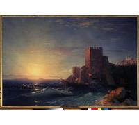 ARTXLXXBN Famous Painting Canvas Artwork Graffiti Print Towers on the Rocks Near the Bosphorus by Ivan Konstantinovich Aivazovsky Portrait Canvas Image for Home Decor 60x90cm