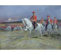 ARTXLXXBN Famous Painting Canvas Artwork Graffiti Print Tsarevich Nicolas Reviewing the Troops by Jean Baptiste Edouard Detaille Portrait Canvas Image for Home Decor 60x90cm