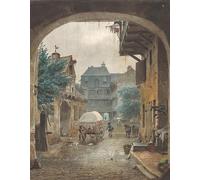 ARTXLXXBN Famous Painting Canvas Artwork Graffiti Print View Into the Courtyard of an Inn At Colmar by Johann Eduard Portrait Canvas Image for Home Decor 60x90cm