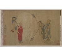 ARTXLXXBN Famous Painting Canvas Artwork Graffiti Print Washing the Elephant by Ming Dynasty Chinese School Portrait Canvas Image for Home Decor 60x90cm