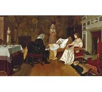 ARTXLXXBN Famous Painting Canvas Artwork Graffiti Print Witness My Act and Seal Edmund Blair Leighton Portrait Canvas Image for Home Decor 60x90cm