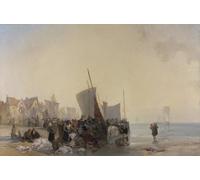 ARTXLXXBN Famous Print Painting Colorful Art Print a Fish-market Near Boulogne by Richard Parkes Bonington Canvas Art Decorations for Home Decor 60x90cm