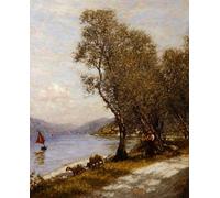ARTXLXXBN Famous Print Painting Colorful Art Print a Veronese Shepherdess Lake Garda by Henry Herbert La Thangue Canvas Art Decorations for Home Decor 60x90cm