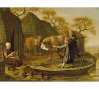 ARTXLXXBN Famous Print Painting Colorful Art Print Animal Being Loaded Into a Small Boat by Paulus Potter Canvas Art Decorations for Home Decor 60x90cm