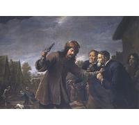 ARTXLXXBN Famous Print Painting Colorful Art Print Attack on a Village by David Teniers the Younger Canvas Art Decorations for Home Decor 60x90cm