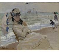 ARTXLXXBN Famous Print Painting Colorful Art Print Camille on the Beach in Trouville by Claude Monet Canvas Art Decorations for Home Decor 60x90cm