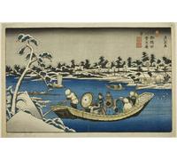 ARTXLXXBN Famous Print Painting Colorful Art Print Distant View of Snow on the Sumida River in Edo by Keisai Eisen Canvas Art Decorations for Home Decor 60x90cm