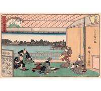 ARTXLXXBN Famous Print Painting Colorful Art Print Drinking Party At a Restaurant by Utagawa Hiroshige Canvas Art Decorations for Home Decor 60x90cm