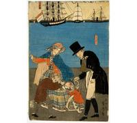 ARTXLXXBN Famous Print Painting Colorful Art Print Europeans Taking a Walk by Utagawa Sadahide Canvas Art Decorations for Home Decor 60x90cm