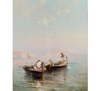 ARTXLXXBN Famous Print Painting Colorful Art Print Fishing Boat in the Bay of Naples by Richard Unterberger Canvas Art Decorations for Home Decor 60x90cm