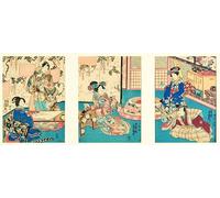 ARTXLXXBN Famous Print Painting Colorful Art Print Grinding Ink for Writing a Letter of Reply From the Inaka Genji by Utagawa Kunisada Canvas Art Decorations for Home Decor 60x90cm