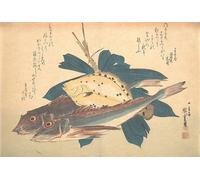ARTXLXXBN Famous Print Painting Colorful Art Print Kanagashira and Karei Fish From the Series Uozukushi Every Variety of Fish by Ando Hiroshige Canvas Art Decorations for Home Decor 60x90cm