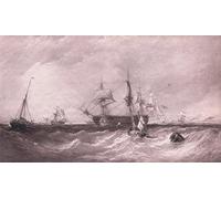 ARTXLXXBN Famous Print Painting Colorful Art Print Men of War At Portsmouth by William Clarkson Stanfield Canvas Art Decorations for Home Decor 60x90cm