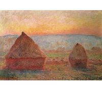 ARTXLXXBN Famous Print Painting Colorful Art Print Millstones in Giverny Sunset by Claude Monet Canvas Art Decorations for Home Decor 60x90cm