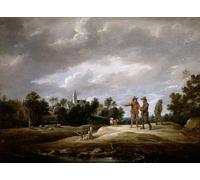ARTXLXXBN Famous Print Painting Colorful Art Print Peasants Conversing by David Teniers the Younger Canvas Art Decorations for Home Decor 60x90cm