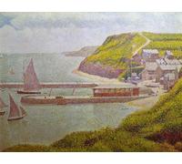 ARTXLXXBN Famous Print Painting Colorful Art Print Porten-bessin Avant-port Marée Haute by Georges Seurat Canvas Art Decorations for Home Decor 60x90cm