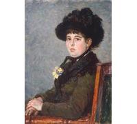 ARTXLXXBN Famous Print Painting Colorful Art Print Portrait of a woman with a feather hat by Gustave Caillebotte Canvas Art Decorations for Home Decor 60x90cm