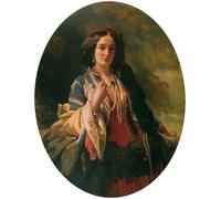 ARTXLXXBN Famous Print Painting Colorful Art Print Portrait of Catherine Born Potocka Branicka in Oriental Costume by Xaver Winterhalter Canvas Art Decorations for Home Decor 60x90cm