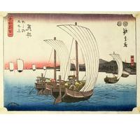 ARTXLXXBN Famous Print Painting Colorful Art Print Sailing Boats At Arai by Utagawa Hiroshige Canvas Art Decorations for Home Decor 60x90cm