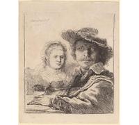 ARTXLXXBN Famous Print Painting Colorful Art Print Self-portrait with saskia by Rembrandt van Rijn Canvas Art Decorations for Home Decor 60x90cm