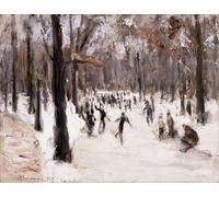 ARTXLXXBN Famous Print Painting Colorful Art Print Skaters in the Tiergarten Berlin Eislaufer im Berliner Tiergarten by Max Liebermann Canvas Art Decorations for Home Decor 60x90cm