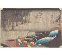 ARTXLXXBN Famous Print Painting Colorful Art Print Spring Rain At Tsuchiyama From the Series Fifty-three Stations of the Tokaido by Ando Hiroshige Canvas Art Decorations for Home Decor 60x90cm