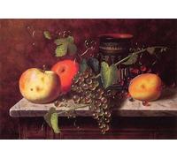 ARTXLXXBN Famous Print Painting Colorful Art Print Still Life with Fruit and Vase by William Michael Harnett Canvas Art Decorations for Home Decor 60x90cm