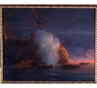 ARTXLXXBN Famous Print Painting Colorful Art Print the Attack of Russian Sailboats on the Turkish by Ivan Konstantinovich Aivazovsky Canvas Art Decorations for Home Decor 60x90cm