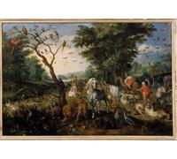 ARTXLXXBN Famous Print Painting Colorful Art Print the Boarding of Animals in the Ark of Noe Painting by Jan the Elder Brueghel Canvas Art Decorations for Home Decor 60x90cm