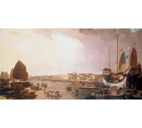 ARTXLXXBN Famous Print Painting Colorful Art Print the European Factories At Canton in China by William Daniell Canvas Art Decorations for Home Decor 60x90cm