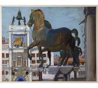 ARTXLXXBN Famous Print Painting Colorful Art Print the Horses of San Marco by Boris Mikhailovich Kustodiev Canvas Art Decorations for Home Decor 60x90cm