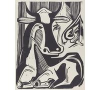 ARTXLXXBN Famous Print Painting Colorful Art Print The large cow lying down by Ernst Ludwig Kirchner Canvas Art Decorations for Home Decor 60x90cm