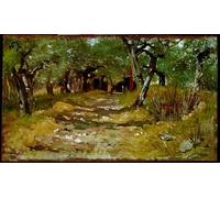 ARTXLXXBN Famous Print Painting Colorful Art Print the Path Between Olives Painting by Fattori Canvas Art Decorations for Home Decor 60x90cm