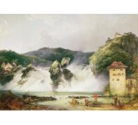 ARTXLXXBN Famous Print Painting Colorful Art Print the Rhine Waterfall At Schaffhausen by Philippe Jacques De Loutherbourg Canvas Art Decorations for Home Decor 60x90cm