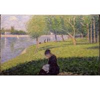 ARTXLXXBN Famous Print Painting Colorful Art Print the Seamstress or Sunday At Thejatte by Georges Seurat Canvas Art Decorations for Home Decor 60x90cm