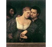 ARTXLXXBN Famous Print Painting Colorful Art Print the Venetian Lovers by Paris Bordone Canvas Art Decorations for Home Decor 60x90cm