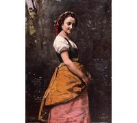 ARTXLXXBN Famous Print Painting Colorful Art Print Young Woman in the Woods by Jean Baptiste Camille Corot Canvas Art Decorations for Home Decor 60x90cm