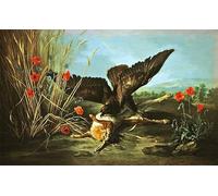 ARTXLXXBN Famous Prints Artwork Pictures Poster Painting Art a Buzzard Overturning a Hare or the Hawk and the Hare by Jean Baptiste Oudry Artwork Landscape Pictures for Home Decor 60x90cm