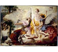 ARTXLXXBN Famous Prints Artwork Pictures Poster Painting Art Apparition of the Three Angel to Abraham by Battista Tiepolo Artwork Landscape Pictures for Home Decor 60x90cm