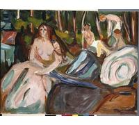 ARTXLXXBN Famous Prints Artwork Pictures Poster Painting Art Bathers by Edvard Munch Artwork Landscape Pictures for Home Decor 60x90cm