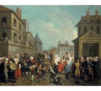 ARTXLXXBN Famous Prints Artwork Pictures Poster Painting Art Carnival in the Streets of Paris by Étienne Jeaurat Artwork Landscape Pictures for Home Decor 60x90cm