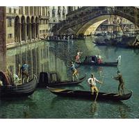 ARTXLXXBN Famous Prints Artwork Pictures Poster Painting Art Gondoliers near the Rialto Bridge Venice by Antonio Canal Artwork Landscape Pictures for Home Decor 60x90cm