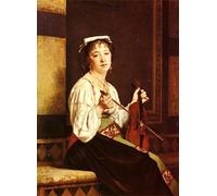 ARTXLXXBN Famous Prints Artwork Pictures Poster Painting Art Musicienne Italienne by Pierre Paul Léon Glaize Artwork Landscape Pictures for Home Decor 60x90cm