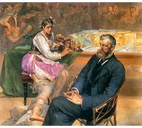 ARTXLXXBN Famous Prints Artwork Pictures Poster Painting Art Portrait of Asnyk with a Muse by Jacek Malczewski Artwork Landscape Pictures for Home Decor 60x90cm