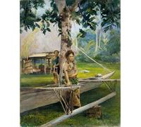 ARTXLXXBN Famous Prints Artwork Pictures Poster Painting Art Portrait of Faase the Taupo or of ficial Virgin of Fagaloa Bay and Her Duenna Samoa John LaFarge for Home Decor 60x90cm