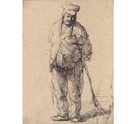 ARTXLXXBN Famous Prints Artwork Pictures Poster Painting Art Ragged Peasant with his hands behind him, Holding A stick by Rembrandt van Rijn Artwork Landscape Pictures for Home Decor 60x90cm