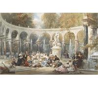 ARTXLXXBN Famous Prints Artwork Pictures Poster Painting Art Society At the Colonnade Grove in the Garden of Versailles by Eugene Louis Lami Artwork Landscape Pictures for Home Decor 60x90cm