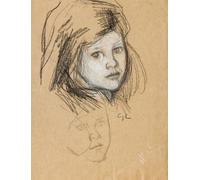 ARTXLXXBN Famous Prints Artwork Pictures Poster Painting Art Study of the head of a young girl Sir George Clausen Artwork Landscape Pictures for Home Decor 60x90cm