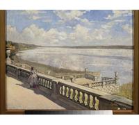 ARTXLXXBN Famous Prints Artwork Pictures Poster Painting Art Sunny Day a Woman At the Balustrade Painting by Sergei Arsenevich Vinogradov Artwork Landscape Pictures for Home Decor 60x90cm
