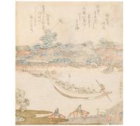 ARTXLXXBN Famous Prints Artwork Pictures Poster Painting Art the Banks of the Sumida River Komatomeishi by Katsushika Hokusai Artwork Landscape Pictures for Home Decor 60x90cm